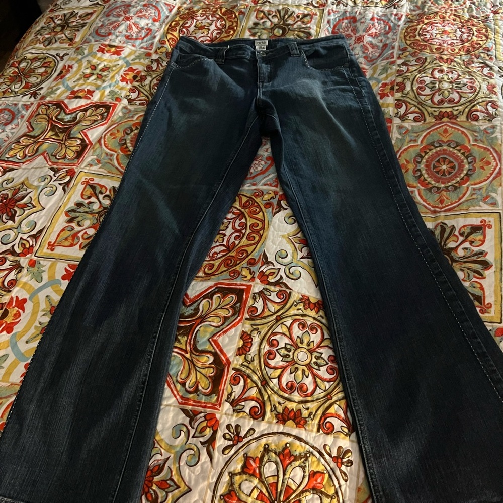 Cache bootcut jeans 12 denim women embroidered blue